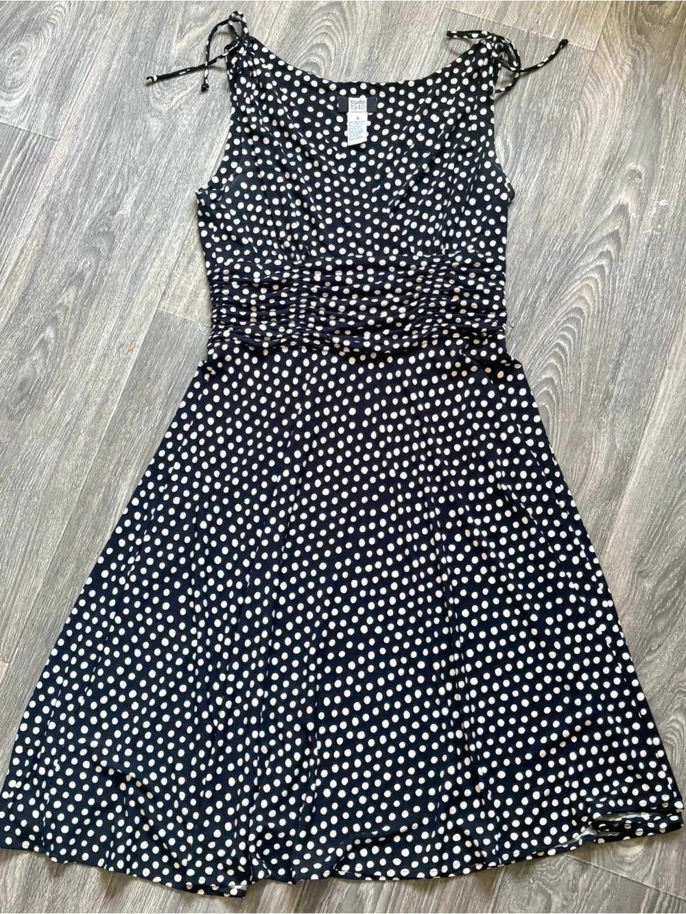 Studio 1940 black and white polka dot midi dress